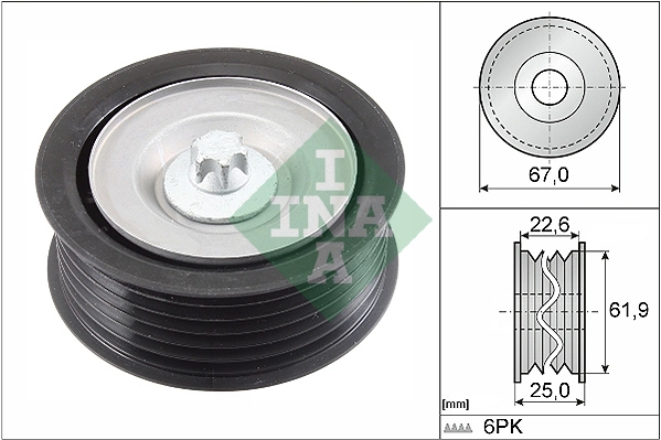 Deflection/Guide Pulley, V-ribbed belt